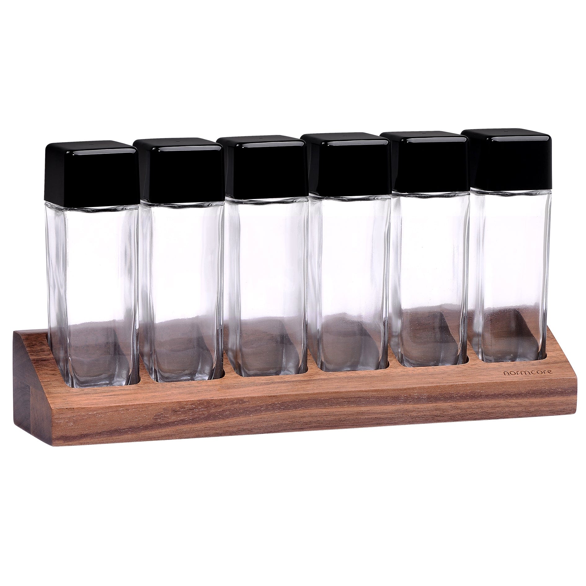 Normcore / 6 GLASS TUBES COFFEE BEAN CELLARS  WITH WALNUT STAND - Image 3
