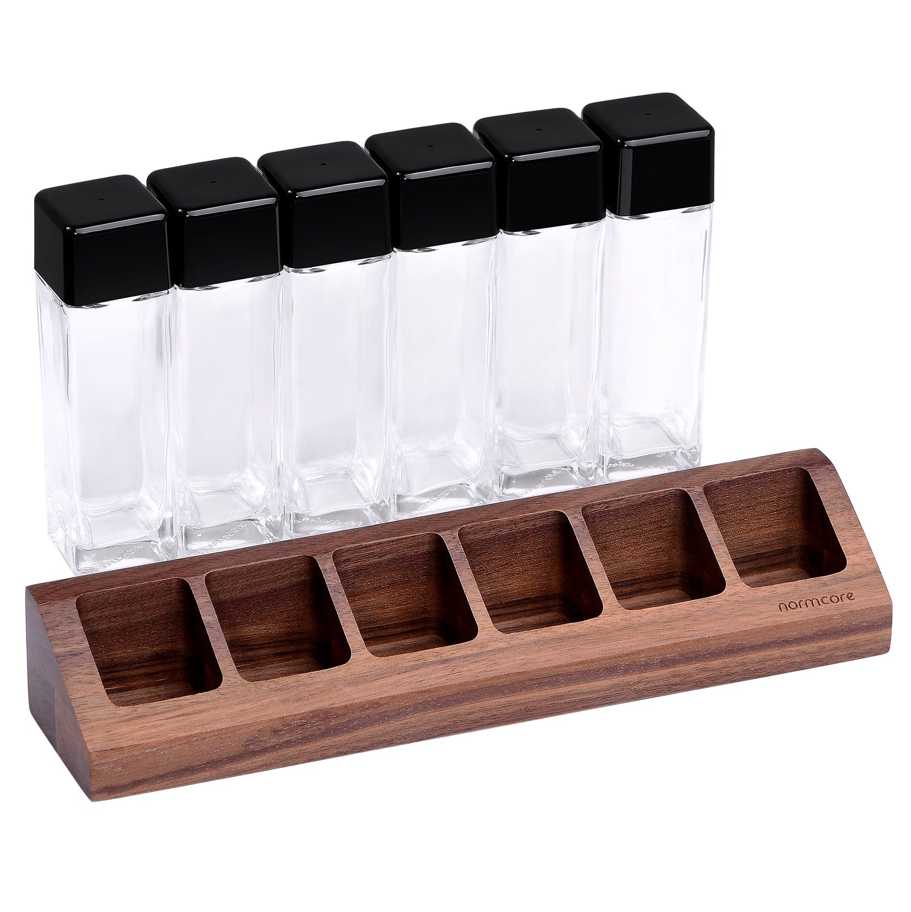 Normcore / 6 GLASS TUBES COFFEE BEAN CELLARS  WITH WALNUT STAND - Image 5